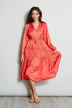 Long Sleeve Ruffle Midi Dress 10 Long Sleeve Ruffle Midi Dress -Elie Tahari Sales 2023 ETR22735 WILDFLOWER 1Hero 562