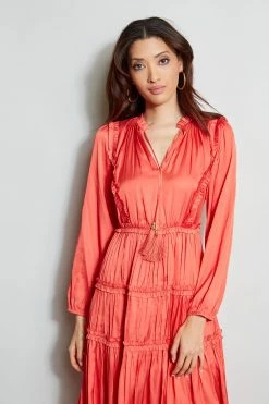 Long Sleeve Ruffle Midi Dress 9 Long Sleeve Ruffle Midi Dress -Elie Tahari Sales 2023 ETR22735 WILDFLOWER 1Hero 571