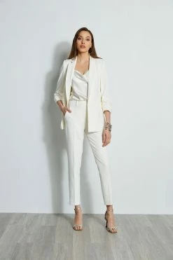 Ruched Sleeve Blazer 10 Ruched Sleeve Blazer -Elie Tahari Sales 2023 ETR31210 SKYWHITE ETR31209 SKYWHITE E45XB503 PEARL 1hero 985