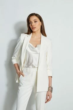 Ruched Sleeve Blazer 9 Ruched Sleeve Blazer -Elie Tahari Sales 2023 ETR31210 SKYWHITE ETR31209 SKYWHITE E45XB503 PEARL 2front 966