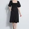 Puff Sleeve Cotton Dress -Elie Tahari Sales 2023 ETR31231 NOIR 1HERO 3370