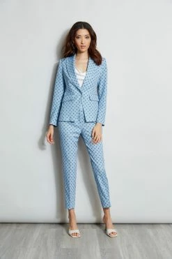 Sun Print Pant -Elie Tahari Sales 2023 ETR31249 SUNBLUE ETR31248 SUNBLUE ETR31248 FRESHPEARL 1Hero 396