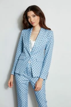 Sun Print Single Button Blazer -Elie Tahari Sales 2023 ETR31249 SUNBLUE ETR31248 SUNBLUE ETR31248 FRESHPEARL 2FRONT 1460