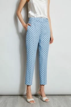 Sun Print Pant -Elie Tahari Sales 2023 ETR31249 SUNBLUE ETR31248 SUNBLUE ETR31248 FRESHPEARL 2FRONT 1468