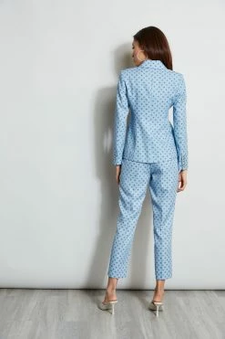 Sun Print Single Button Blazer -Elie Tahari Sales 2023 ETR31249 SUNBLUE ETR31248 SUNBLUE ETR31248 FRESHPEARL 3back 431