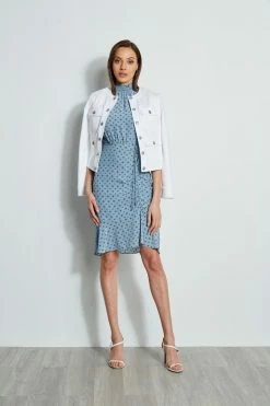 Silk Sun Printed Dress -Elie Tahari Sales 2023 ETR31265 SUNBLUE 1hero 1211