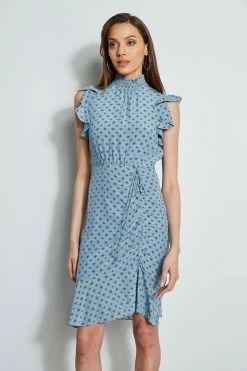 Silk Sun Printed Dress -Elie Tahari Sales 2023 ETR31265 SUNBLUE 2front 2572