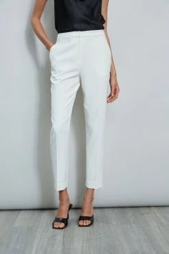 Stitch Slim Pant -Elie Tahari Sales 2023 ETR32104 SKYWHITE ETR32105 SKYWHITE 2front 1708