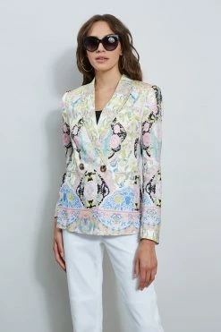 Summer Damask Printed Blazer -Elie Tahari Sales 2023 ETR32114 SUMMERDAMASK 2front 1734