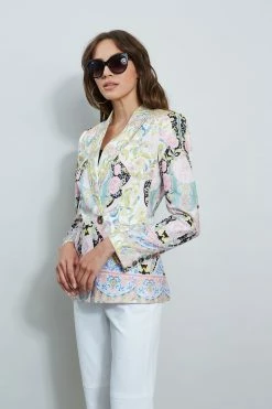 Summer Damask Printed Blazer -Elie Tahari Sales 2023 ETR32114 SUMMERDAMASK 2front 1738