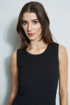 Crochet Knit Dress -Elie Tahari Sales 2023 ETR32137 NOIR 2front 2403