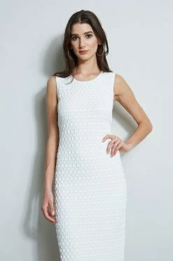 Crochet Knit Dress -Elie Tahari Sales 2023 ETR32137 SKYWHITE 2FRONT 987