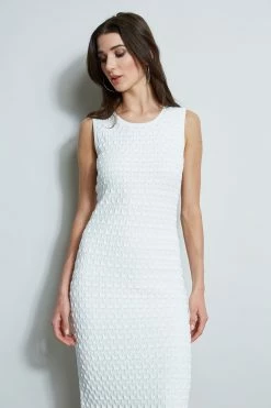 Crochet Knit Dress -Elie Tahari Sales 2023 ETR32137 SKYWHITE 2FRONT 991