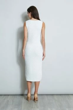 Crochet Knit Dress -Elie Tahari Sales 2023 ETR32137 SKYWHITE 3back 2365