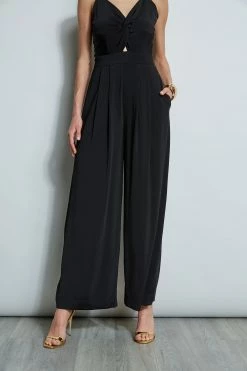 Wide Leg Twist Jumpsuit -Elie Tahari Sales 2023 ETR32148 NOIR 4styling 1819