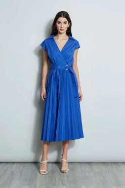 Mock Wrap Pleated Shirt Dress -Elie Tahari Sales 2023 ETR32167 SAILOR 1Hero 2480