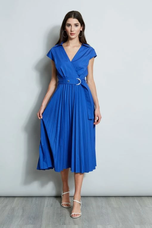 Mock Wrap Pleated Shirt Dress -Elie Tahari Sales 2023 ETR32167 SAILOR 1Hero 2496