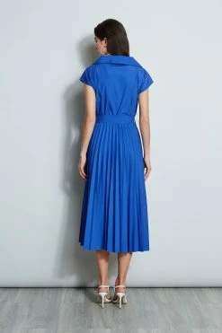 Mock Wrap Pleated Shirt Dress -Elie Tahari Sales 2023 ETR32167 SAILOR 3back 2523