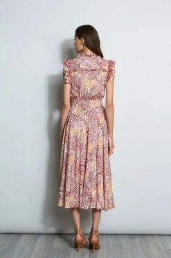 Silk Printed Midi Dress -Elie Tahari Sales 2023 ETR32177 BOTANIC 3back 1925