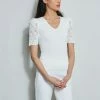 Crochet Sleeve V-Neck Sweater -Elie Tahari Sales 2023 ETR32187 SKYWHITE 2FRONT 1168