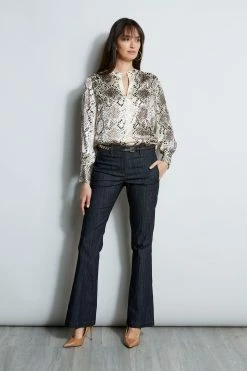 Silk Burnout Python Shirt -Elie Tahari Sales 2023 ETR34130 BOABURNOUT E802P203 INDIGO 1Hero 966