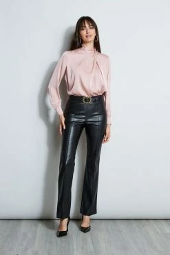Draped Neck Silk Shirt -Elie Tahari Sales 2023 ETR34136 CINDER E80AM203 BLACK 1Hero 262