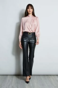 Draped Neck Silk Shirt -Elie Tahari Sales 2023 ETR34136 CINDER E80AM203 BLACK 1Hero 267