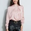 Draped Neck Silk Shirt