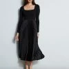 Square Neck Pleated Midi Dress -Elie Tahari Sales 2023 ETR34137 NOIR 1Hero 1918