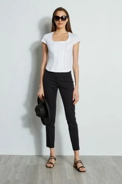 Elie Tahari Stretch Poplin Corset Shirt -Elie Tahari Sales 2023 EU8M020U BLACK E3017503 WHITE 1Hero 1475 WR