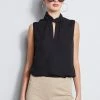 Elie Tahari Sleeveless Silk Twist Shirt 2 Elie Tahari Sleeveless Silk Twist Shirt -Elie Tahari Sales 2023 EU8M020U Rattan E210N503 Black 2FRONT 3181