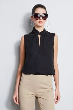Elie Tahari Sleeveless Silk Twist Shirt