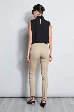 Elie Tahari Sleeveless Silk Twist Shirt -Elie Tahari Sales 2023 EU8M020U Rattan E210N503 Black 3BACK 3191