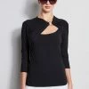 Elie Tahari Ring Detail Knit -Elie Tahari Sales 2023 EU8M020U White E256X513 Black 2FRONT 2783