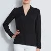 Elie Tahari Long Sleeve Silk Contour Shirt -Elie Tahari Sales 2023 EU8M021U WHITE PANT E310N513 BLACK 1HERO 1727 crop