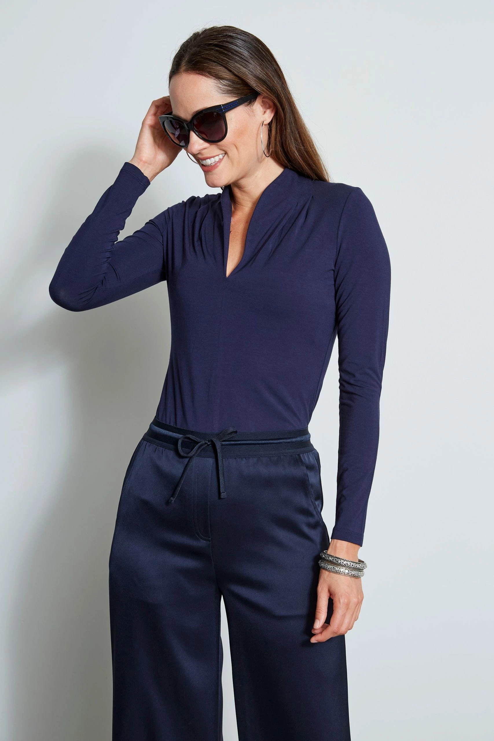 Elie Tahari Pleated V-Neck Knit 3 Elie Tahari Pleated V-Neck Knit