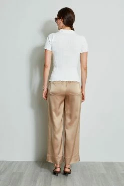 Elie Tahari Rib Cotton Polo Sweater -Elie Tahari Sales 2023 RIBCOTTONPOLOSWTR E85X1502 LATTE OATMEAL 3BACK 2473