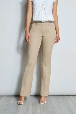 Elie Tahari Stretch Twill Fit & Flare Pant -Elie Tahari Sales 2023 R E556X503 WHITE E70M0103 RATTAN E70M0203 RATTAN 2front 931