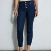 Tahari Skinny Button Denim Jeans